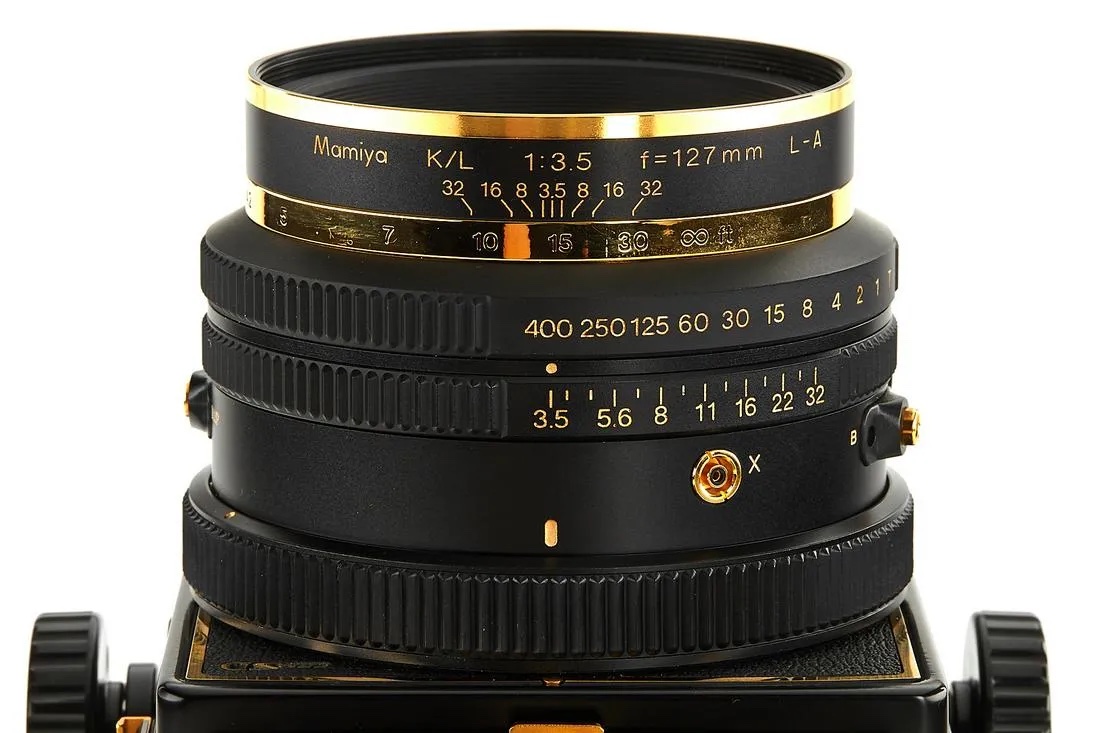 Mamiya K/L 127mm F/3.5 L-A Gold “50 Years in Photography”