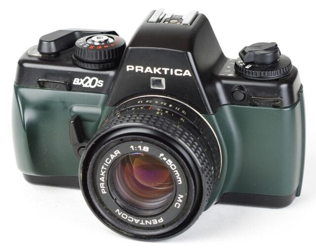 Praktica BX20S Green, with black top plate